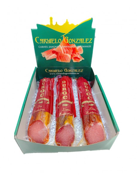 lote barato carniceria on line tres medias cañas de lomo embuchado de pueblo regalo especial para navidad y embarazadas