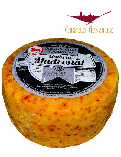 Queso de Oveja semicurado al chili picante fabricado por Umbría del Madroñal, Sonseca Toledo 