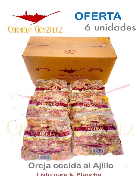  COMPRAR OREJA DE CERDO COCIDAD AL AJILLO O ADOBADA LOTE DE 6 UNIDADES PARA LA PLANCHA